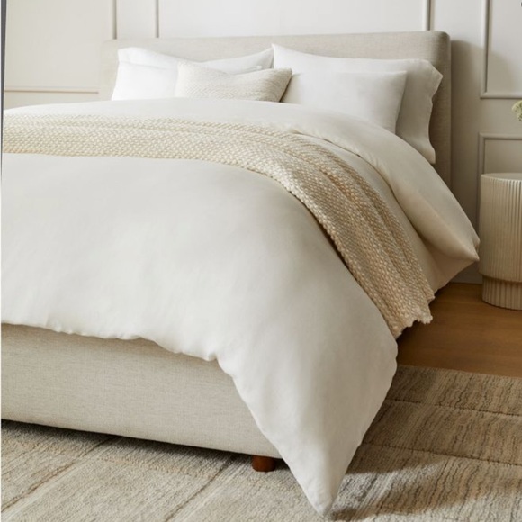 WEST ELM EUROPEAN FLAX LINEN WHITE DUVET COVER